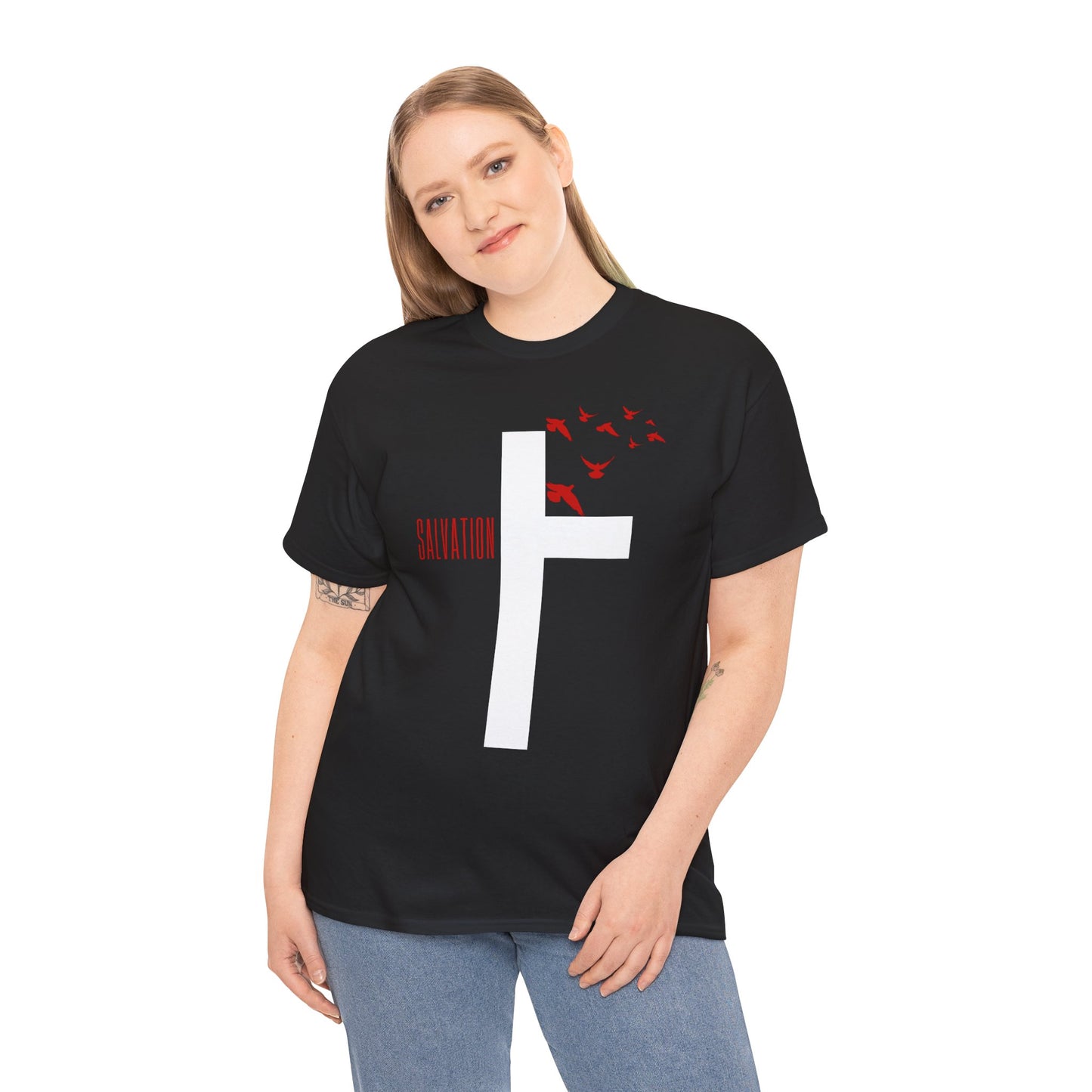 Red Salvation Cross Shirt — Christian T-shirt