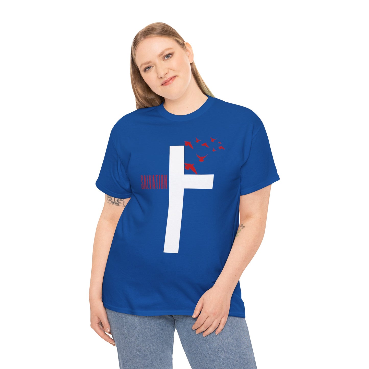 Red Salvation Cross Shirt — Christian T-shirt