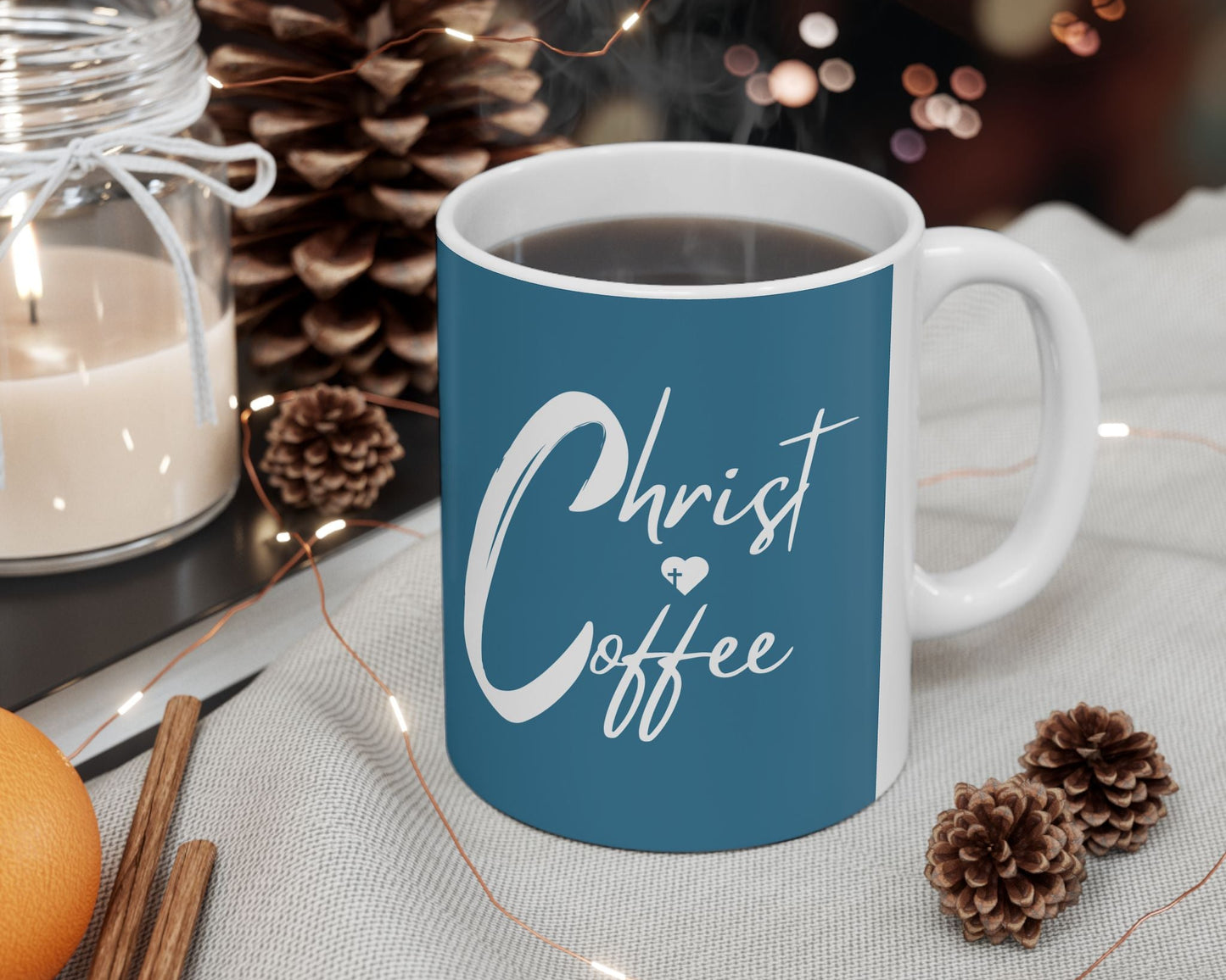 Christ and Coffee | Christian Coffee Mug Blue