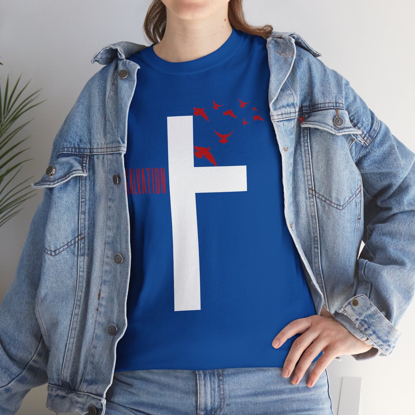 Red Salvation Cross Shirt — Christian T-shirt