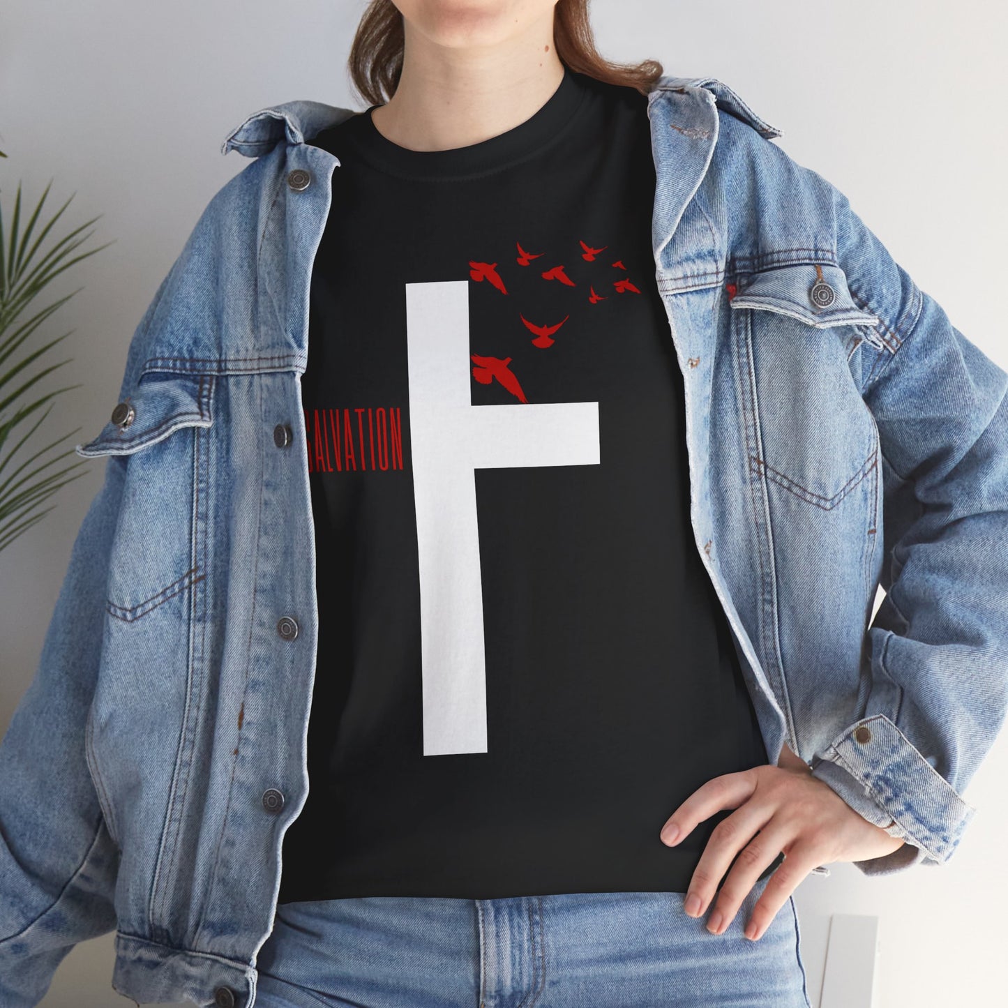 Red Salvation Cross Shirt — Christian T-shirt