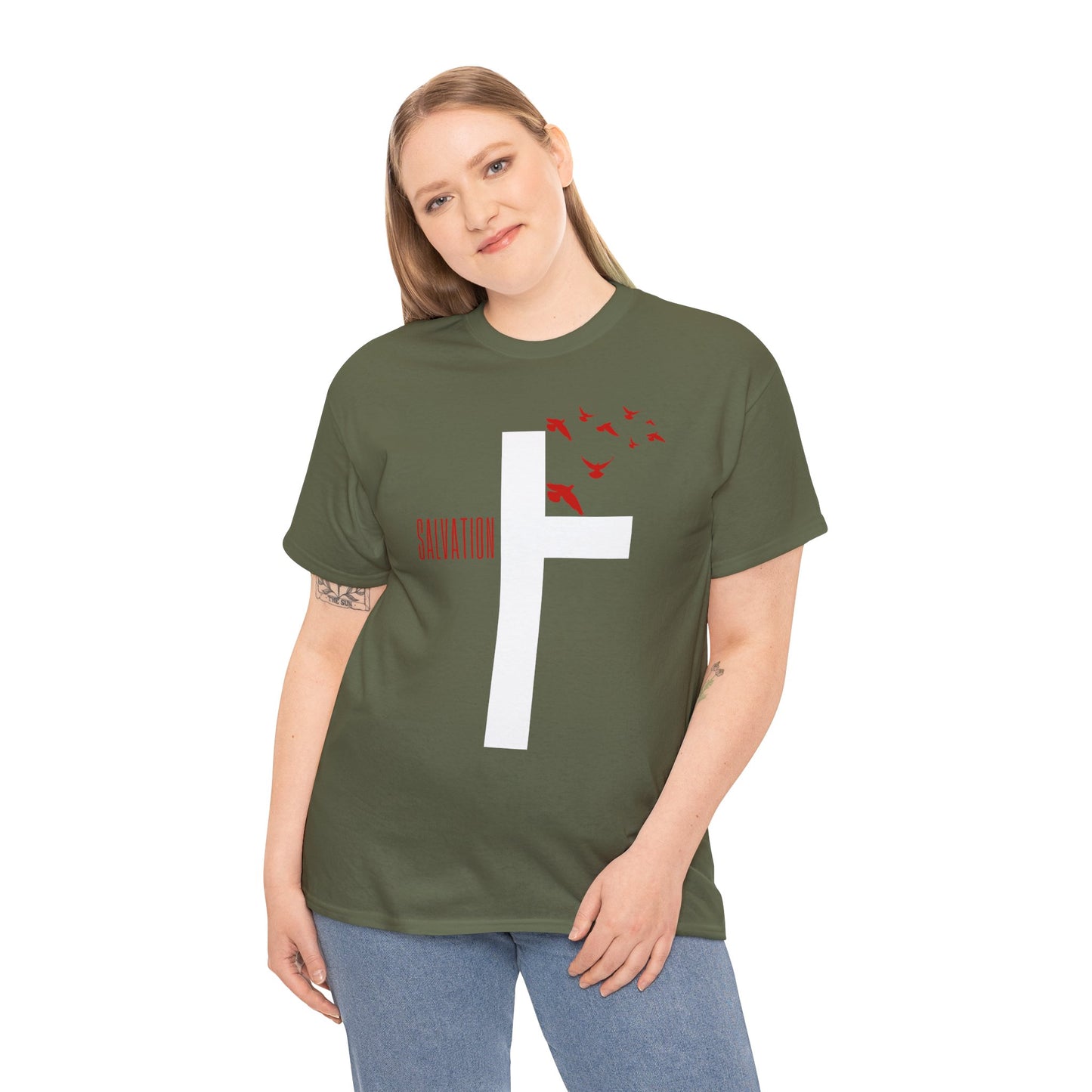 Red Salvation Cross Shirt — Christian T-shirt