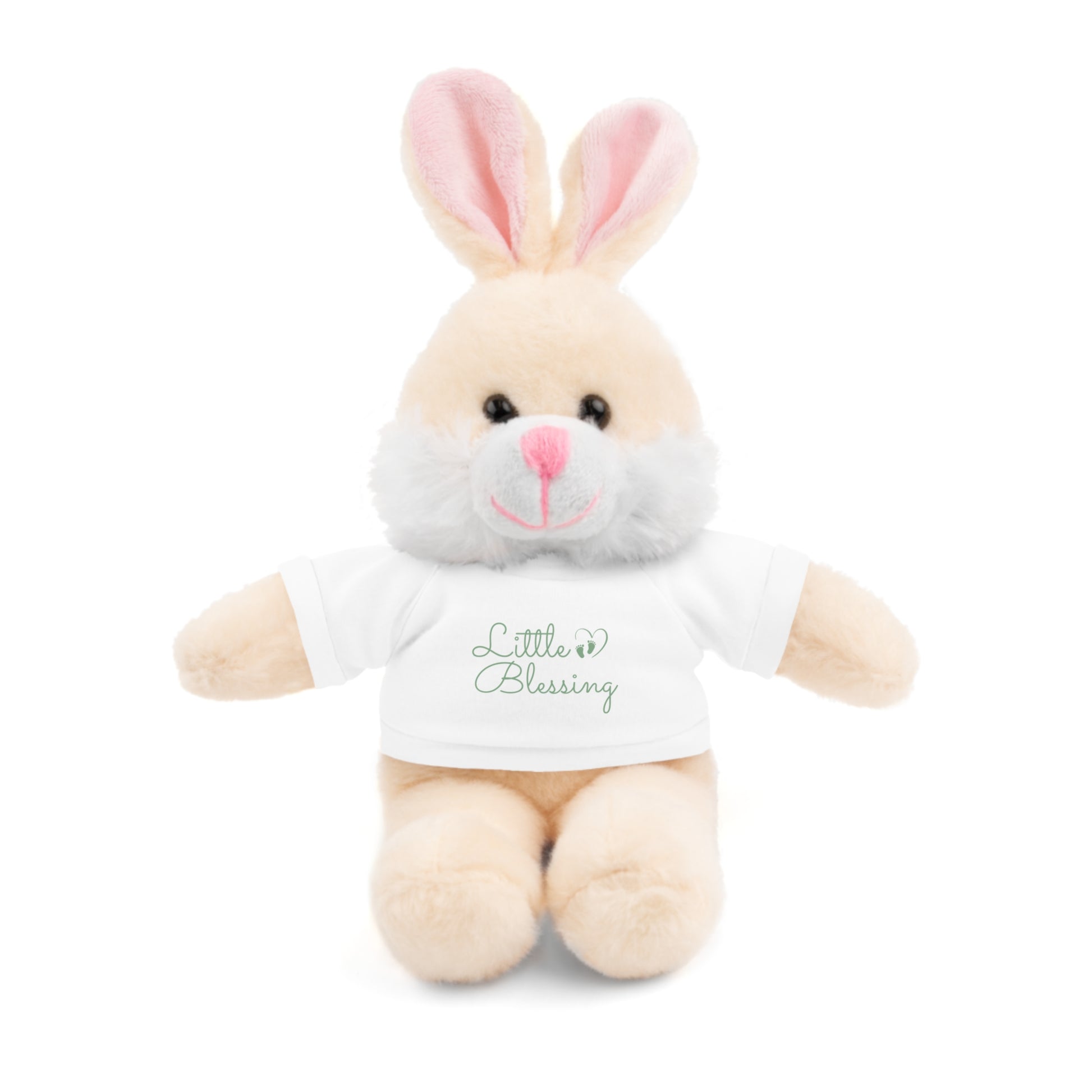 Front View Little Blessing plush toy featuring a soft, cuddly design and faith-inspired message. Christian themed clothing bear is a perfect Christian gift for babies and children.