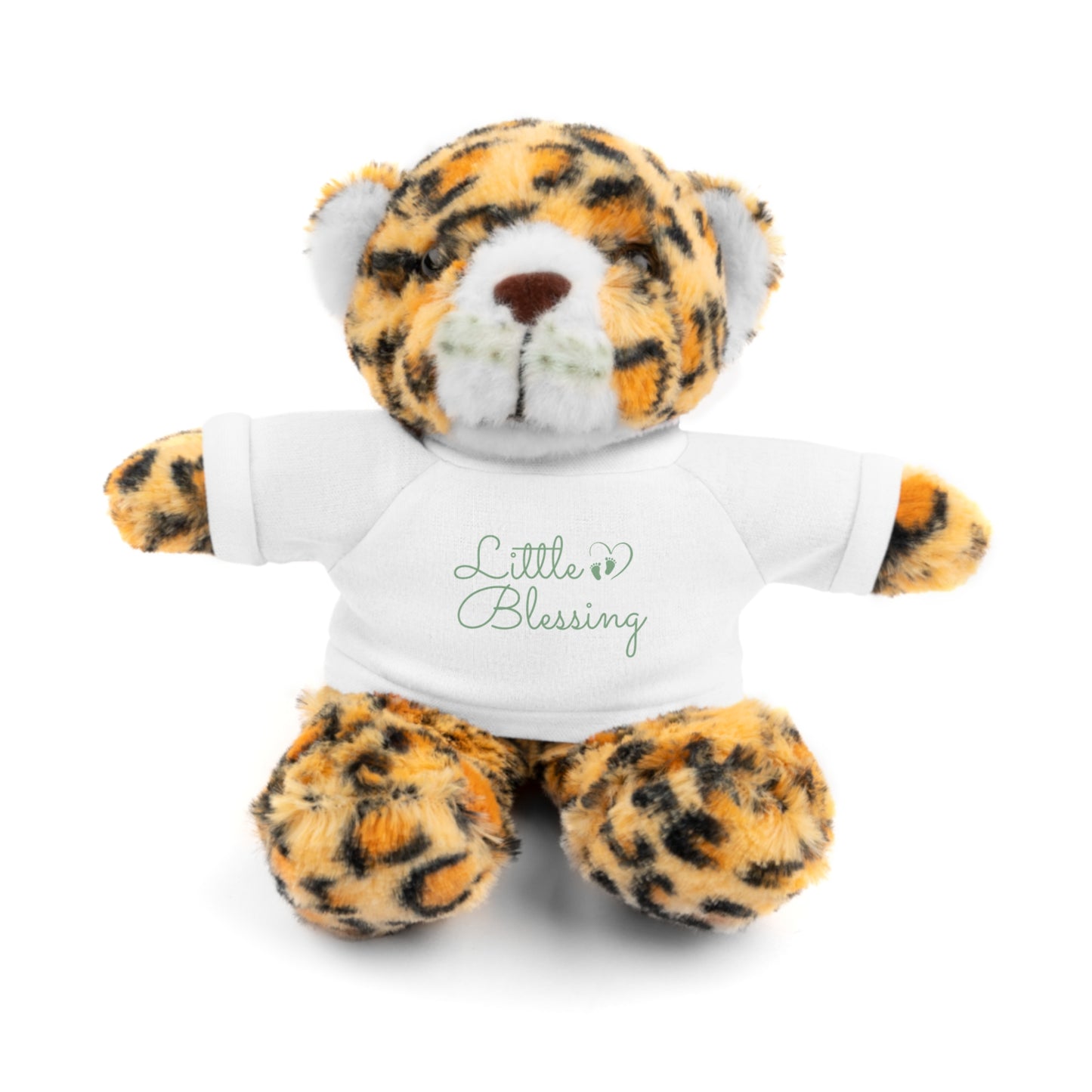 Front View Little Blessing plush toy featuring a soft, cuddly design and faith-inspired message. Christian themed clothing bear is a perfect Christian gift for babies and children.