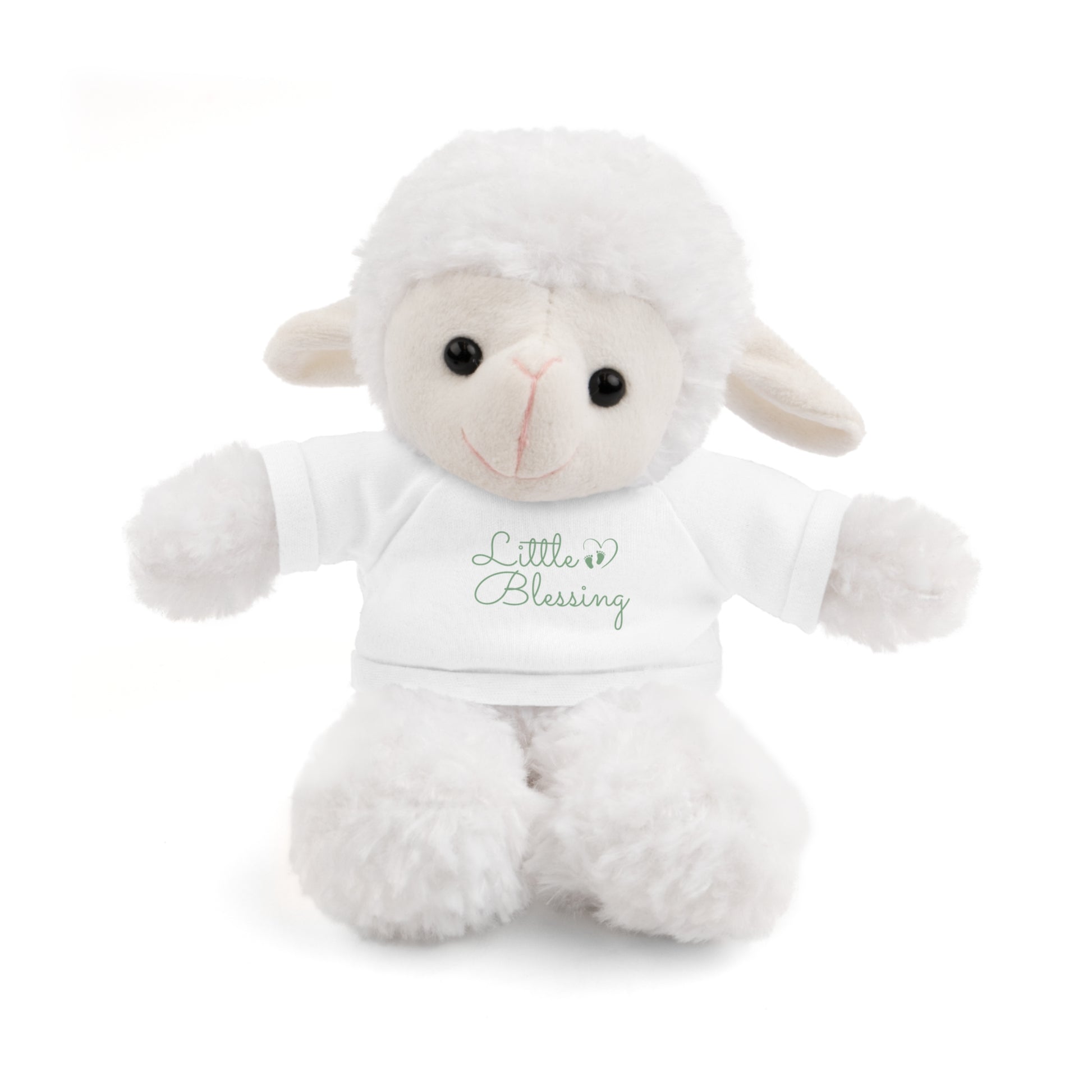 Front View Little Blessing plush toy featuring a soft, cuddly design and faith-inspired message. Christian themed clothing bear is a perfect Christian gift for babies and children.