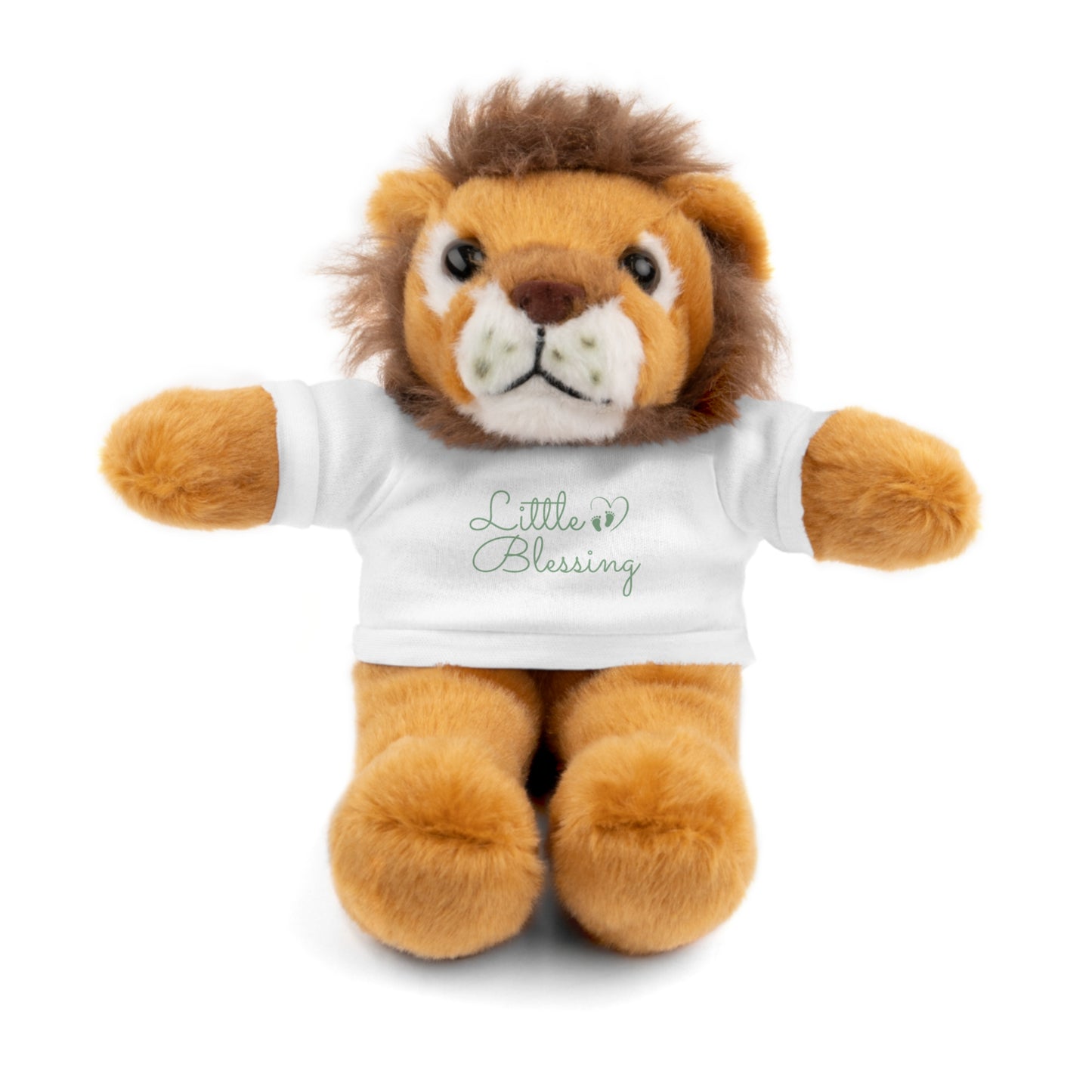Front View Little Blessing plush toy featuring a soft, cuddly design and faith-inspired message. Christian themed clothing bear is a perfect Christian gift for babies and children.