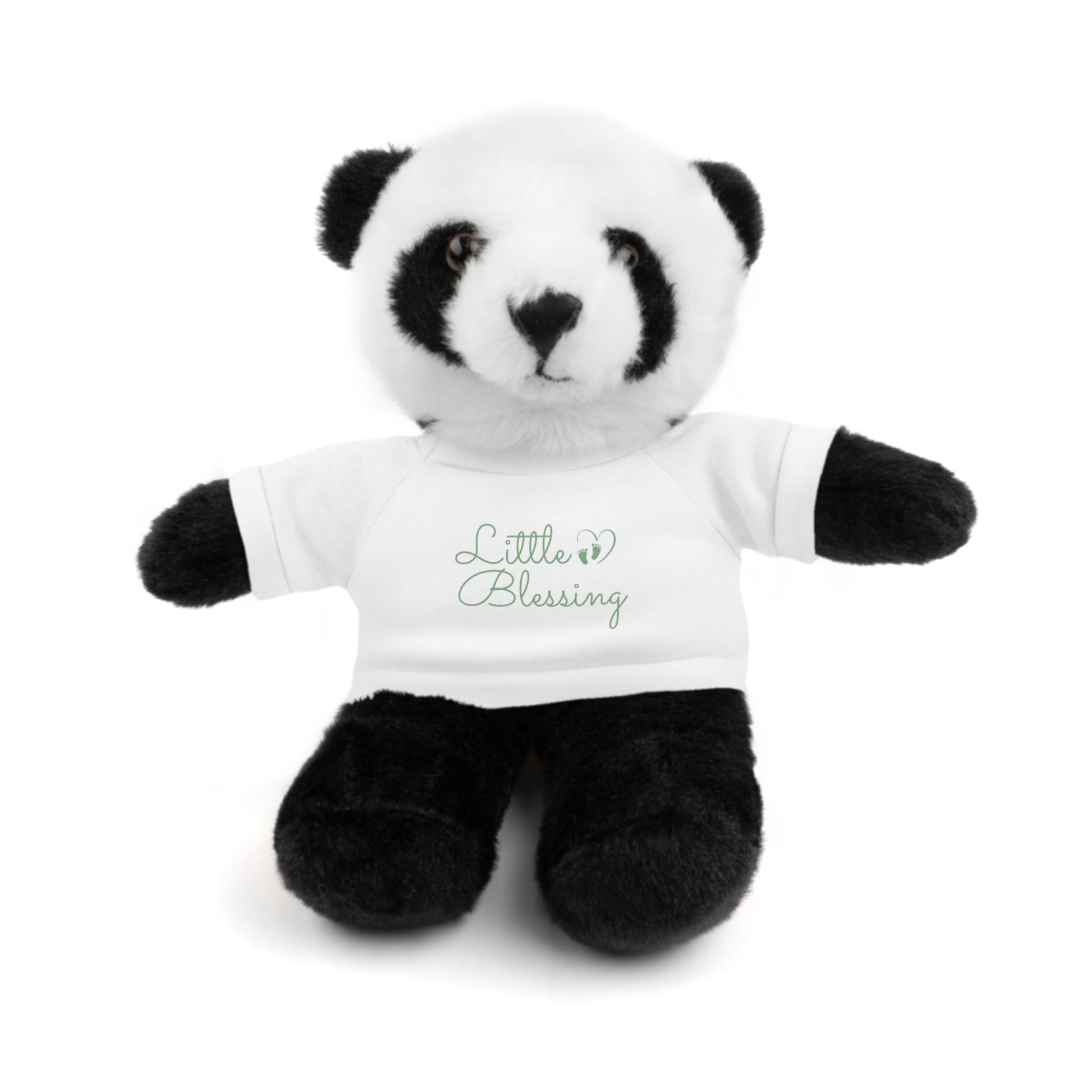 Front View Little Blessing plush toy featuring a soft, cuddly design and faith-inspired message. Christian themed clothing bear is a perfect Christian gift for babies and children.