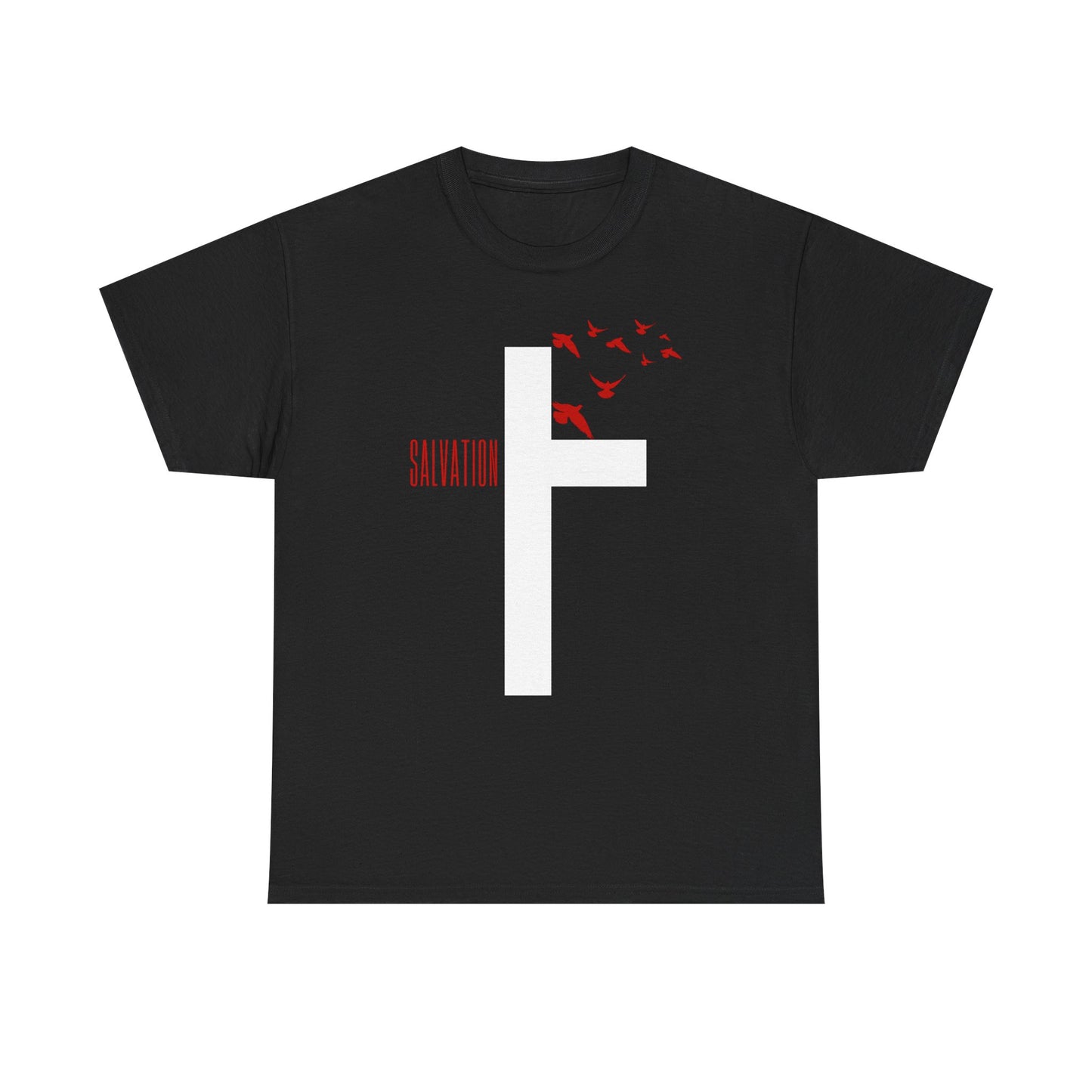 Salvation Cross Shirt featuring a bold cross design symbolizing Jesus’ sacrifice and the gift of salvation. This Chrisitan t-shirt is the perfect way to wear your faith proudly. Christian themed clothing makes a statement in the way we spread God’s word. 