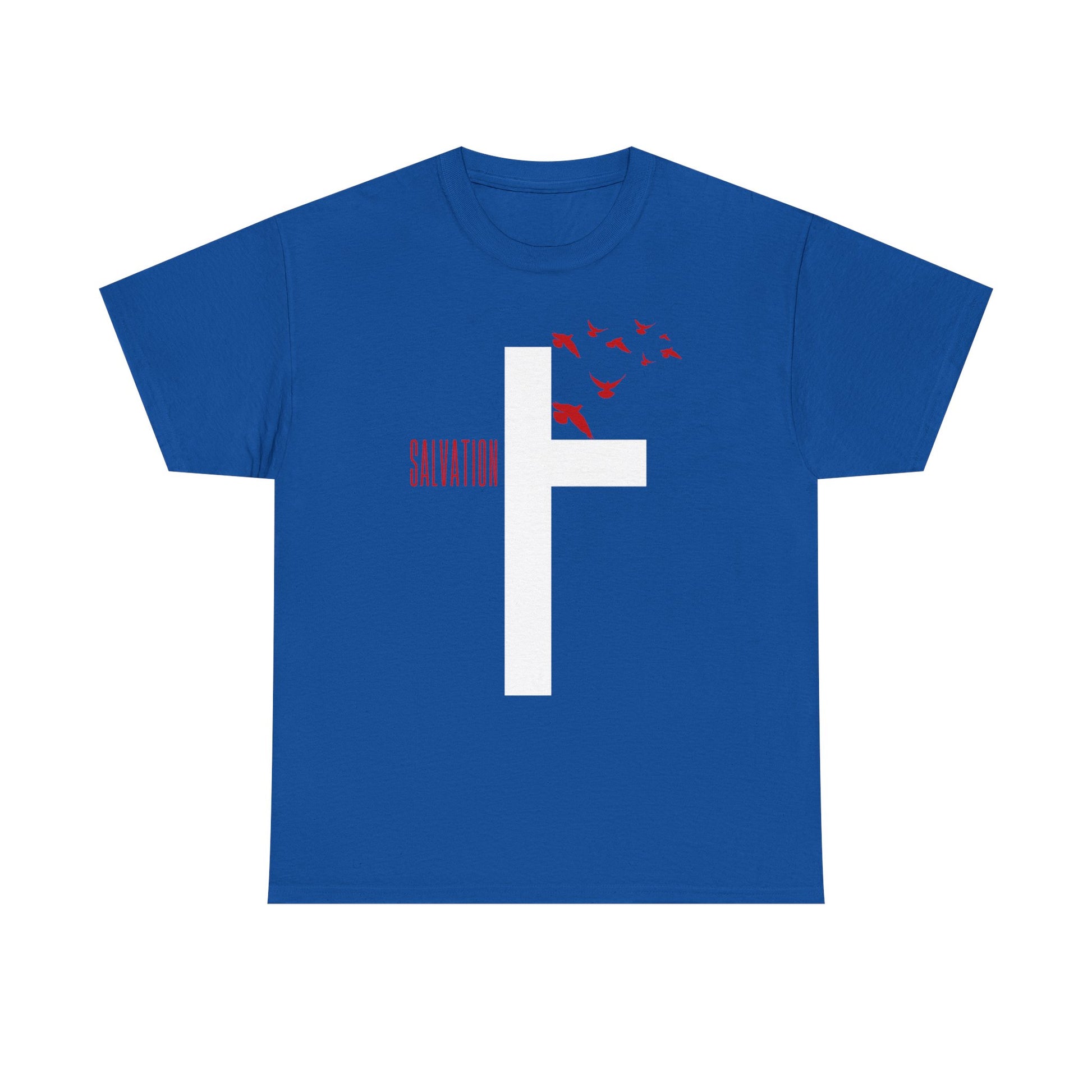 Salvation Cross Shirt featuring a bold cross design symbolizing Jesus’ sacrifice and the gift of salvation. This Chrisitan t-shirt is the perfect way to wear your faith proudly. Christian themed clothing makes a statement in the way we spread God’s word. 